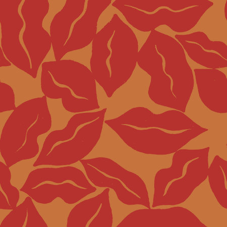 Lips pattern. Vector seamless pattern with womans red textured flat lips. Vector illustrationのイラスト素材