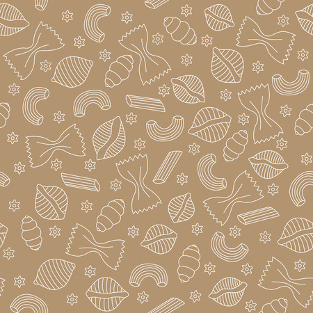 pattern with different kinds of pasta.のイラスト素材