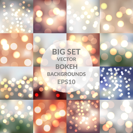 Big set of vector sparkling bokeh illustrations. Beautiful background for your design. EPS10のイラスト素材
