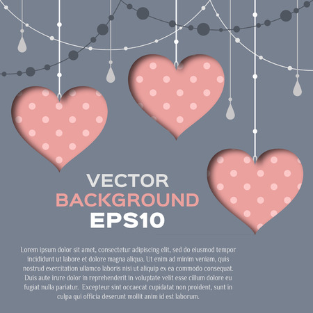 Vector abstract background with hearts cut from paper . EPS10のイラスト素材