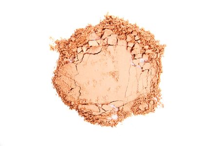 crumbled natural powder make up on white backgroundの写真素材