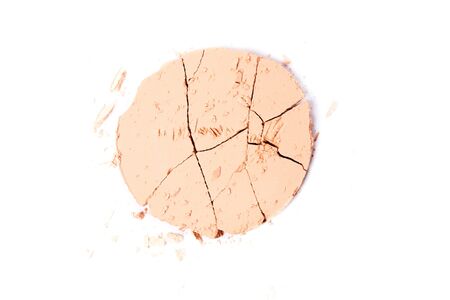 crumbled natural powder make up on white backgroundの写真素材