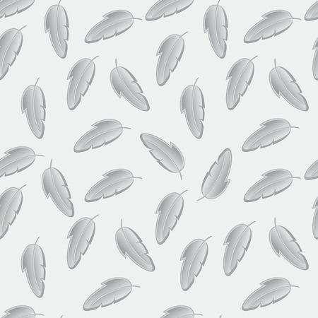 Feather background seamless pattern with randomly scattered soft grey birds feathers in square format, vector illustrationのイラスト素材