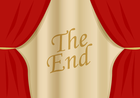 A red velvet curtain closing with wordsのイラスト素材