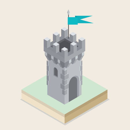 An illustration of an isometric medieval castle towerのイラスト素材