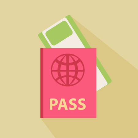 Passport and boarding pass ticket icon. Flat design.のイラスト素材