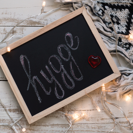 Square photo of blackboard with handwritten textの写真素材