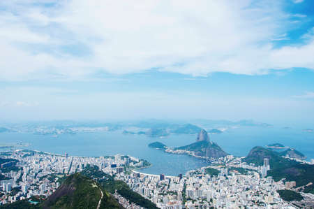 Rio de Janeiro; Brazil - February, 12, 2019: Aerial view over Rio city, Sugarloaf mountain and Guanabara Bayのeditorial素材
