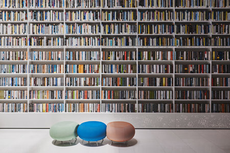 DUBAI, UNITED ARAB EMIRATES - August, 2022: Mohammed Bin Rashid Library, inside area with books and bookshelvesのeditorial素材