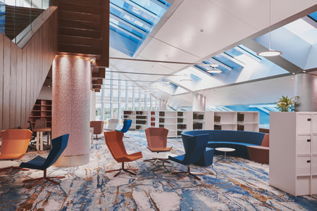 DUBAI, UNITED ARAB EMIRATES - August, 2022: Mohammed Bin Rashid Library, reading areas with...