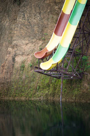 A Waterslide in lake waterの写真素材