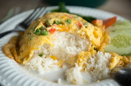 A Omelette rice Thai food