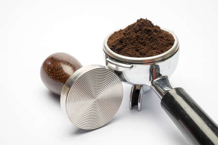 Roasted coffee beans and coffee brewing equipmentの写真素材