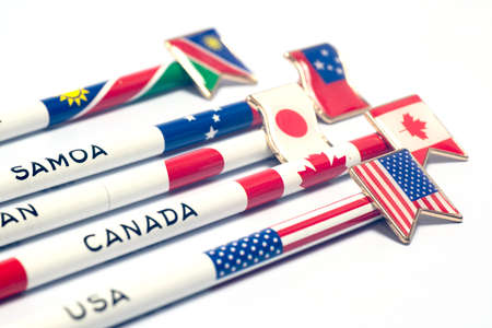 national flag pencil on white backgroundの写真素材