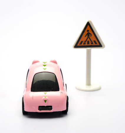 A toy cars and traffic signsの写真素材