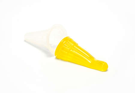 yellow jelly candy on a white backgroundの写真素材