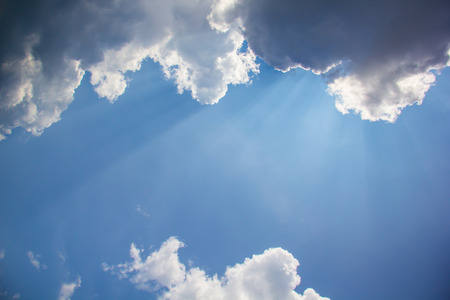Gray clouds on blue sky background.