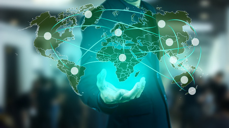 Network marketing around the world concept. White circle is space for user product.
