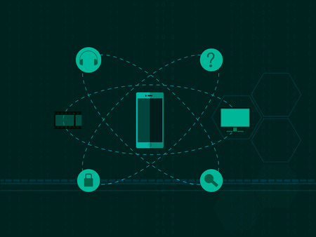 Mobile all control concept on green technology background