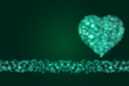 Heart lighting green backgroundの写真素材