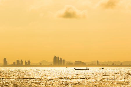 the city by the sea at morningの写真素材