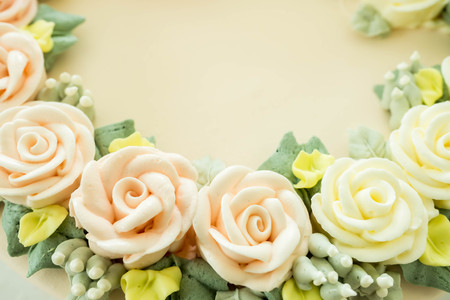 Flowers decorated on the cake. Rose flowers.の写真素材