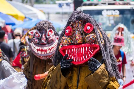 DAN SAI,LOEI, THAILAND- 18 JUNE 2018: The ghost mask of Phi Ta Khon Festival on June 18,2018 at Dan...
