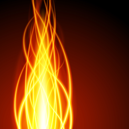 Abstract fire flame light on black background vector illustration. Burning flames translucent elements special glowing effect.のイラスト素材