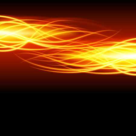 Abstract fire flame light on black background vector illustration. Burning flames translucent elements special glowing effect.のイラスト素材