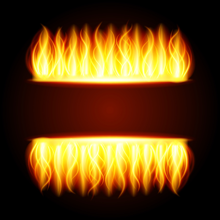 Abstract fire flame light on black background vector illustration. Burning flames translucent elements special Effect.のイラスト素材