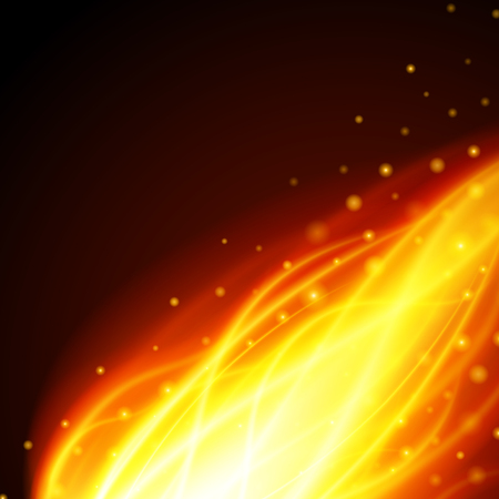 Abstract fire flame light on black background vector illustration. Burning flames translucent elements special glowing effect.のイラスト素材