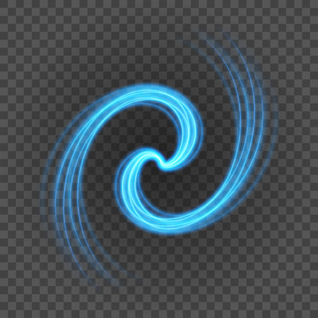 Smooth light blue lines on transparency background vector illustration. Glowing translucent element for special Effects. Abstract design.のイラスト素材