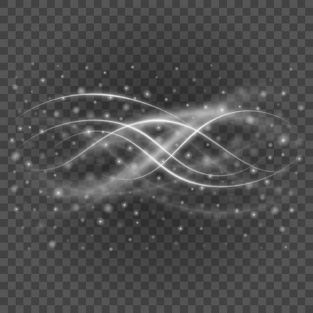 Smooth light gray lines on transparency background vector illustration. Glowing translucent element for special Effects. Abstract design.のイラスト素材