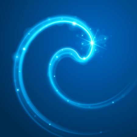 Smooth light blue waves lines and Lens Flares vector abstract background. Good for promotion materials, brochures, banners. Abstract Backdrop, Glowing effects.のイラスト素材