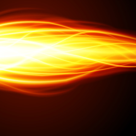 Abstract fire flame light on black background vector illustration. Burning flames translucent elements special glowing effect.のイラスト素材