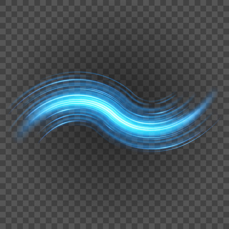 Smooth light blue lines on transparency background vector illustration. Glowing translucent element for special Effects. Abstract design.のイラスト素材