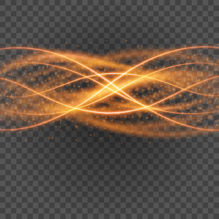 Smooth light orange lines on transparency background vector illustration. Glowing translucent element for special Effects. Abstract design.のイラスト素材