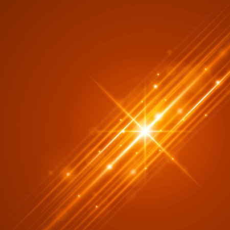 Smooth light orange waves lines and Lens Flares vector abstract background. Good for promotion materials, brochures, banners. Abstract Backdrop, Glowing effects.のイラスト素材