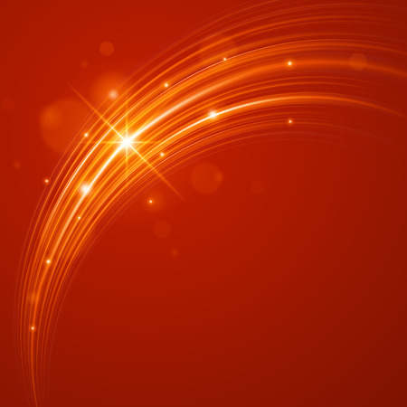 Smooth light orange waves lines and Lens Flares vector abstract background. Good for promotion materials, brochures, banners. Abstract Backdrop, Glowing effects.のイラスト素材