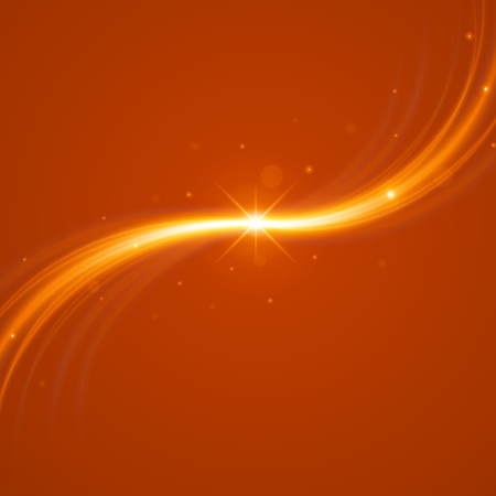 Smooth light orange waves lines and Lens Flares abstract background. Good for promotion materials, brochures. Abstract Backdrop, Glowing effects.のイラスト素材