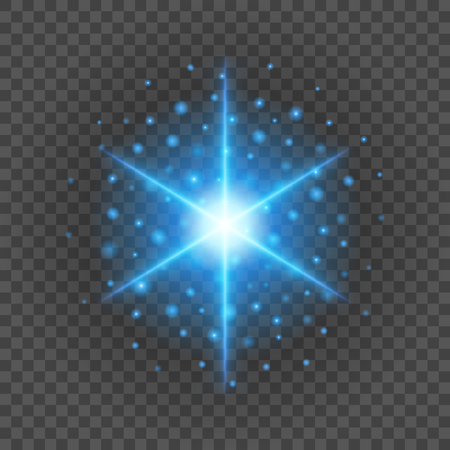 Sun with lens flare lights template and vector background. Special Effect Glowing Rays.のイラスト素材