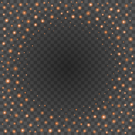 Bokeh light orange sparkles on transparency background vector illustration.のイラスト素材