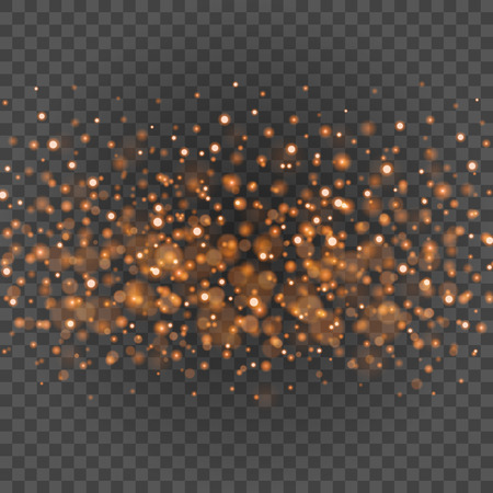 Bokeh light orange sparkles on transparency background vector illustration.のイラスト素材