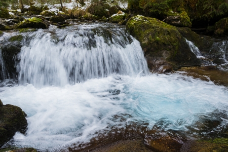 winte rriverwith waterfallの写真素材