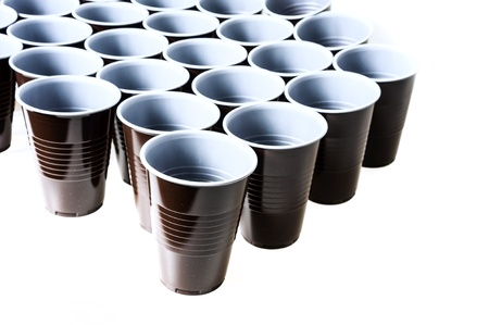 brown plastic cupsの写真素材