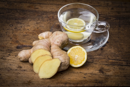 a cup of ginger teaの写真素材