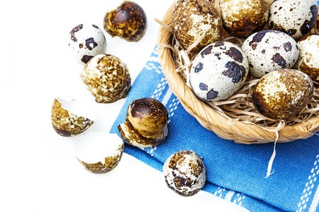 quail eggs in a basket