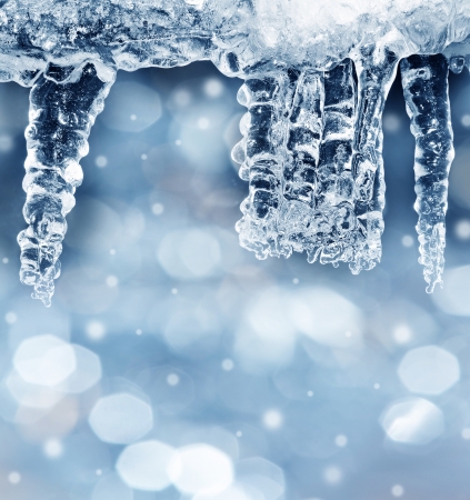 winter background with icicles and empty spaceの写真素材