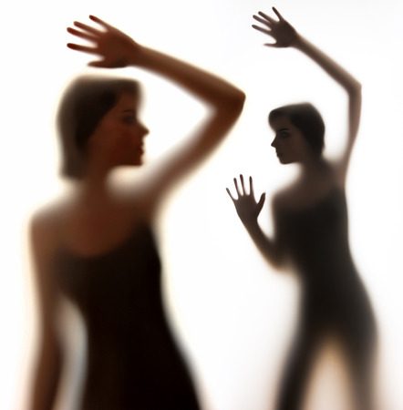 silhuette of a womansの写真素材