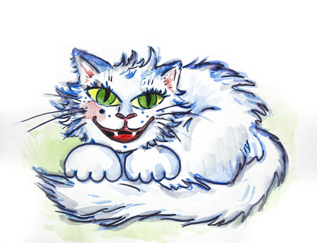 cute cat watercolor illustrationの写真素材